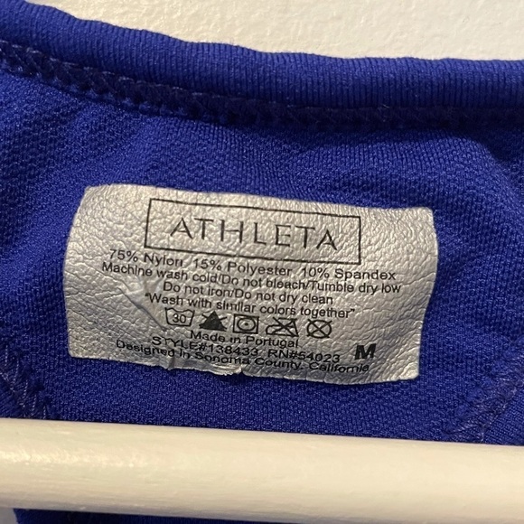 𝅺Athleta Blue Striped Workout Top - Picture 7 of 10